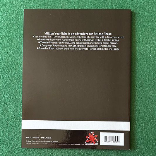 TTRPG Paperback: Eclipse Phase - Million Year Echo FIRST PRINT
