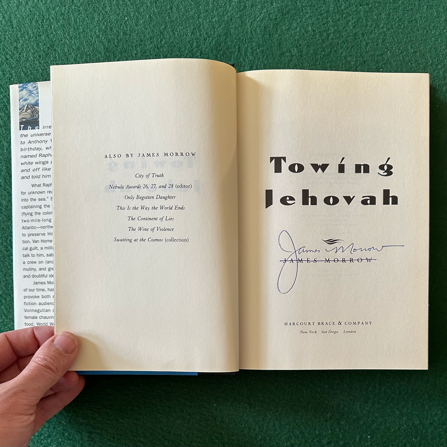 Vintage Fiction Hardback: James Morrow - Towing Jehovah SIGNED FIRST EDITION