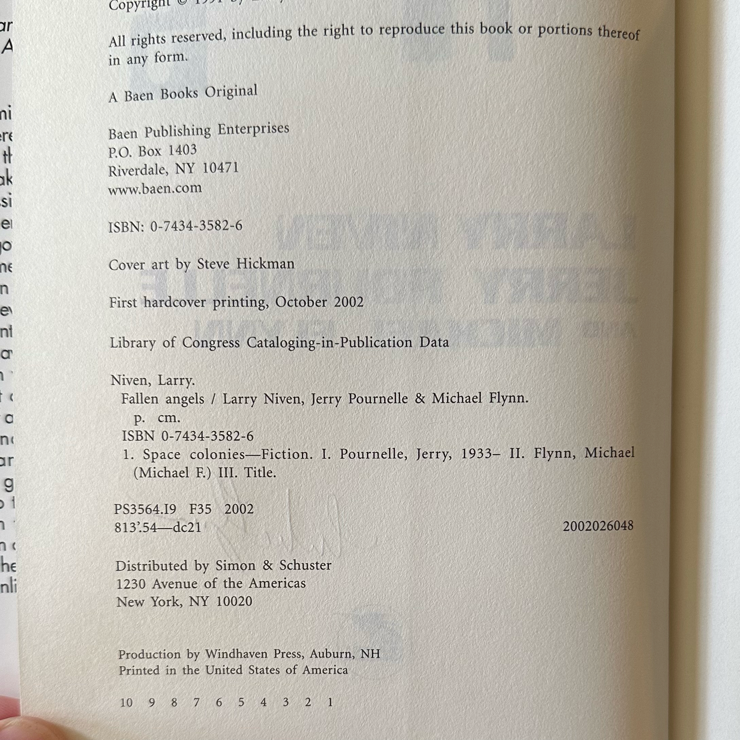 Sci-Fi Hardback: Larry Niven, Jerry Pournelle and Michael Flynn - Fallen Angels SIGNED FIRST EDITION