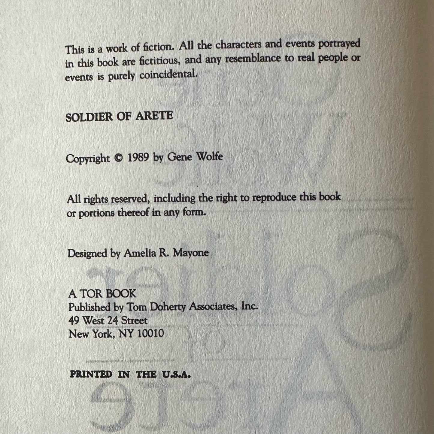 Vintage Fantasy Hardback: Gene Wolfe - Soldier of Arete BCE