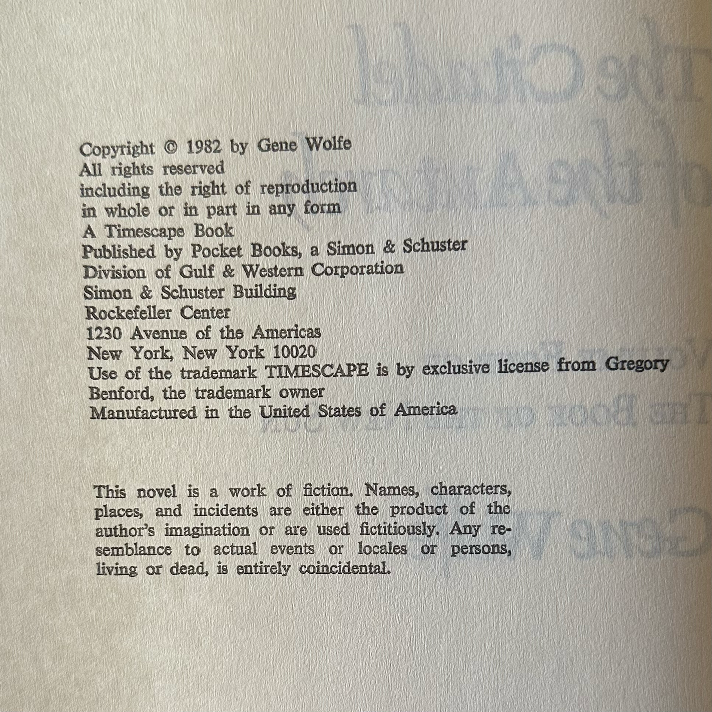 Vintage Fantasy Hardback: Gene Wolfe - The Citadel of the Autarch BCE