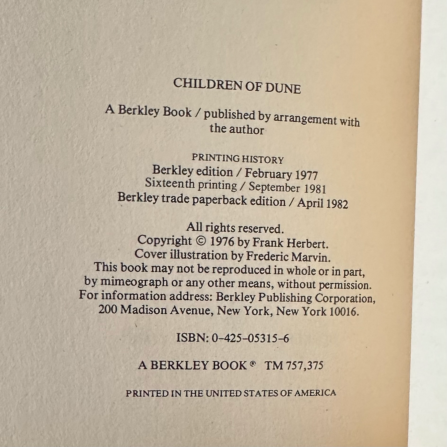 Vintage Sci-Fi Paperback: Frank Herbert - Children of Dune