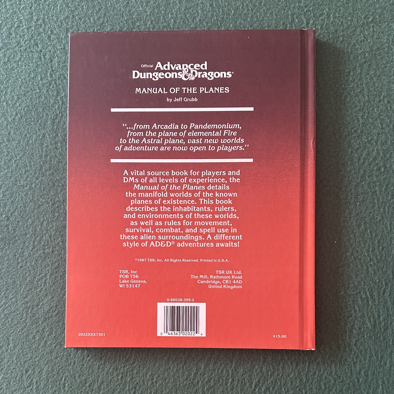 Vintage Advanced Dungeons & Dragons Accessory: Jeff Grubb - Manual of the Planes FIRST PRINTING