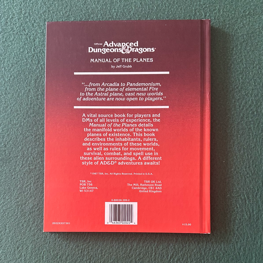 Vintage Advanced Dungeons & Dragons Accessory: Jeff Grubb - Manual of the Planes FIRST PRINTING
