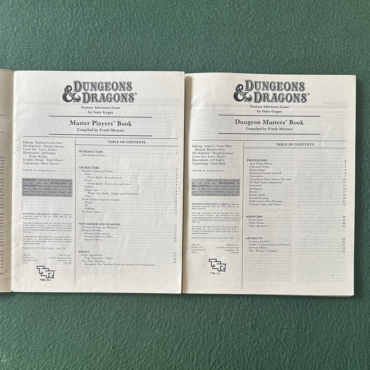 Vintage Dungeons & Dragons Accessory: Master Players' and DM's Books FIRST PRINTS NO BOX