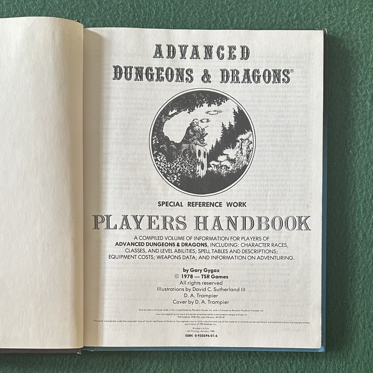 Vintage Advanced Dungeons & Dragons Handbook: Players Handbook SIXTH PRINTING
