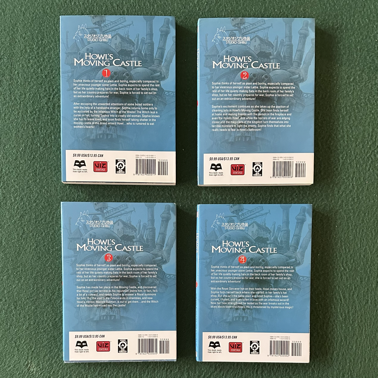Manga Papberbacks: Hayao Miyazaki and Diana WYnne Jones - Howl's Moving Castle 1-4 FIRST PRINTINGS