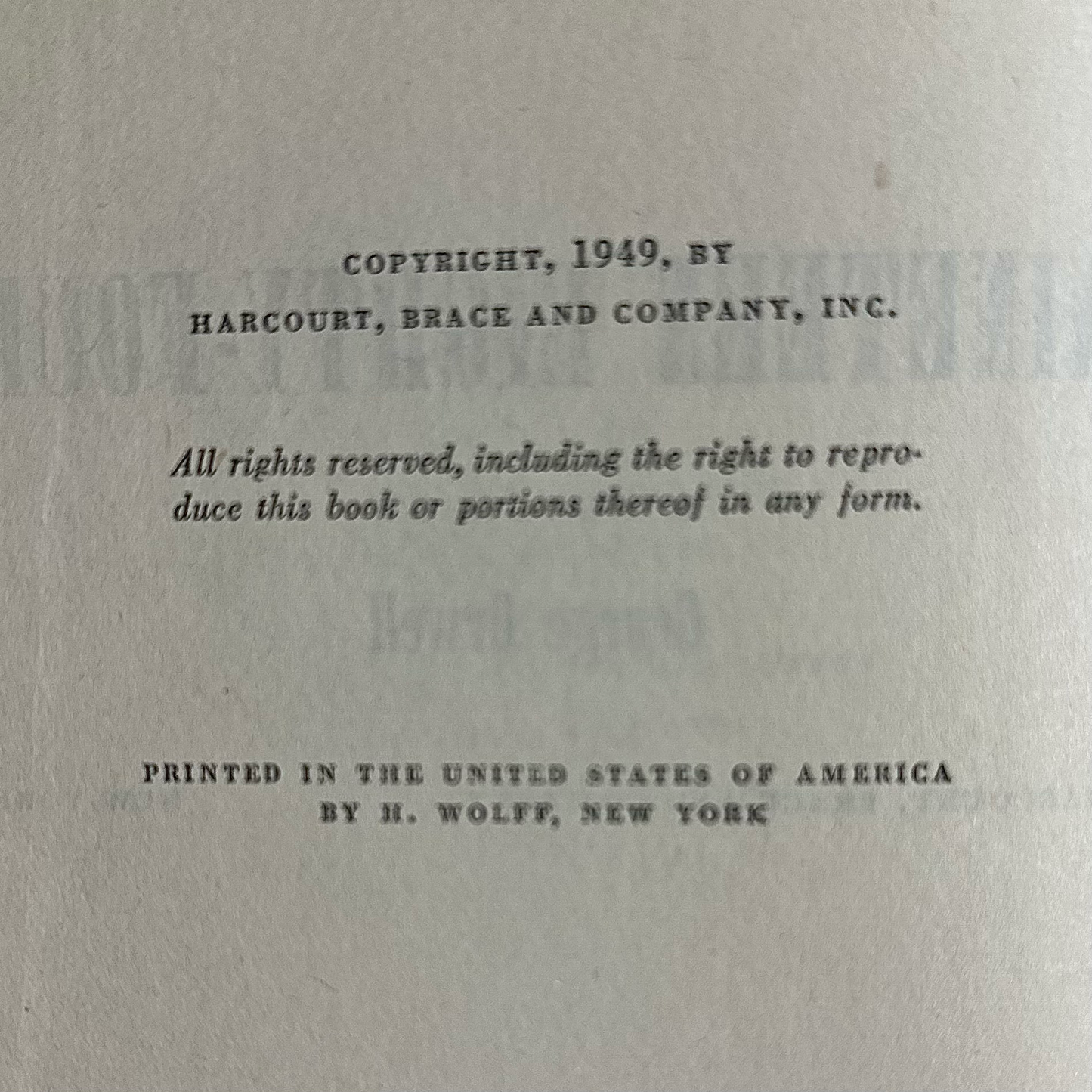 Vintage Fiction Hardback: George Orwell - Nineteen Eighty-Four EARLY REPRINT