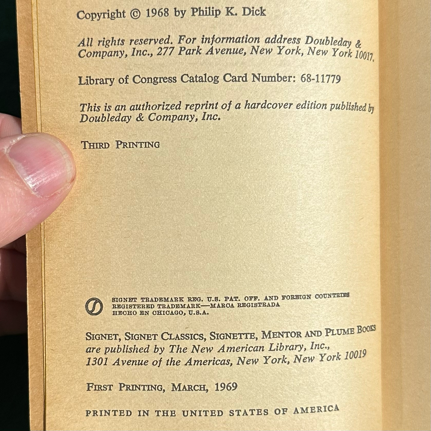 Vintage Sci-Fi Paperback: Philip K Dick - Do Androids Dream of Electric Sheep? THIRD PRINTING