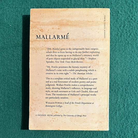 Vintage Non-Fiction Paperback: Wallace Fowlie - Mallarme THIRD PRINT