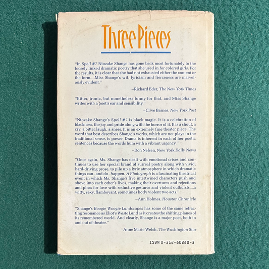Vintage Poetry Hardback: Ntozake Shange - Three Pieces FIRST EDITION