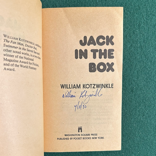 Vintage Fiction Paperback: William Kotzwinkle - Jack in the Box SIGNED FIRST PRINTING