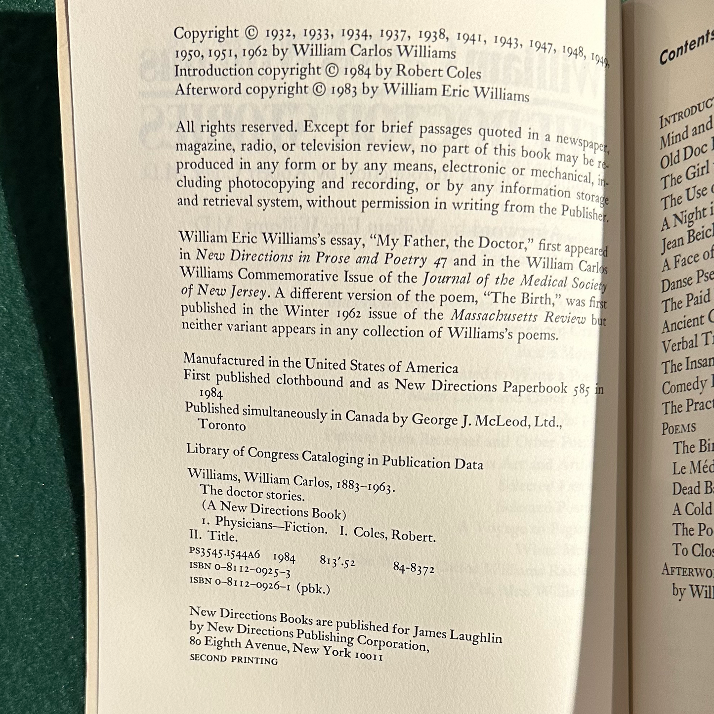 Vintage Fiction Paperback: William Carlos Williams - The Doctor Stories SECOND PRINTING