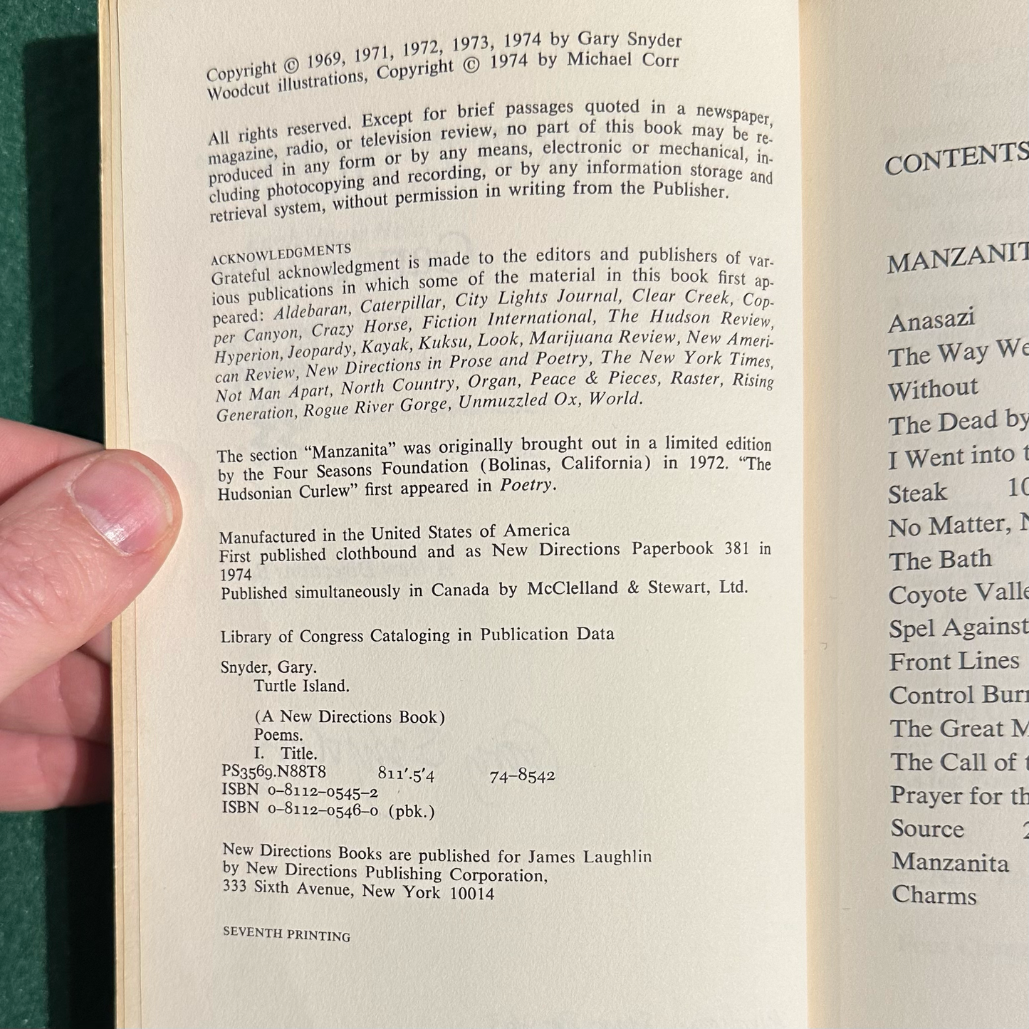 Vintage Poetry Paperback: Gary Snyder - Turtle Island SIGNED SEVENTH PRINTING