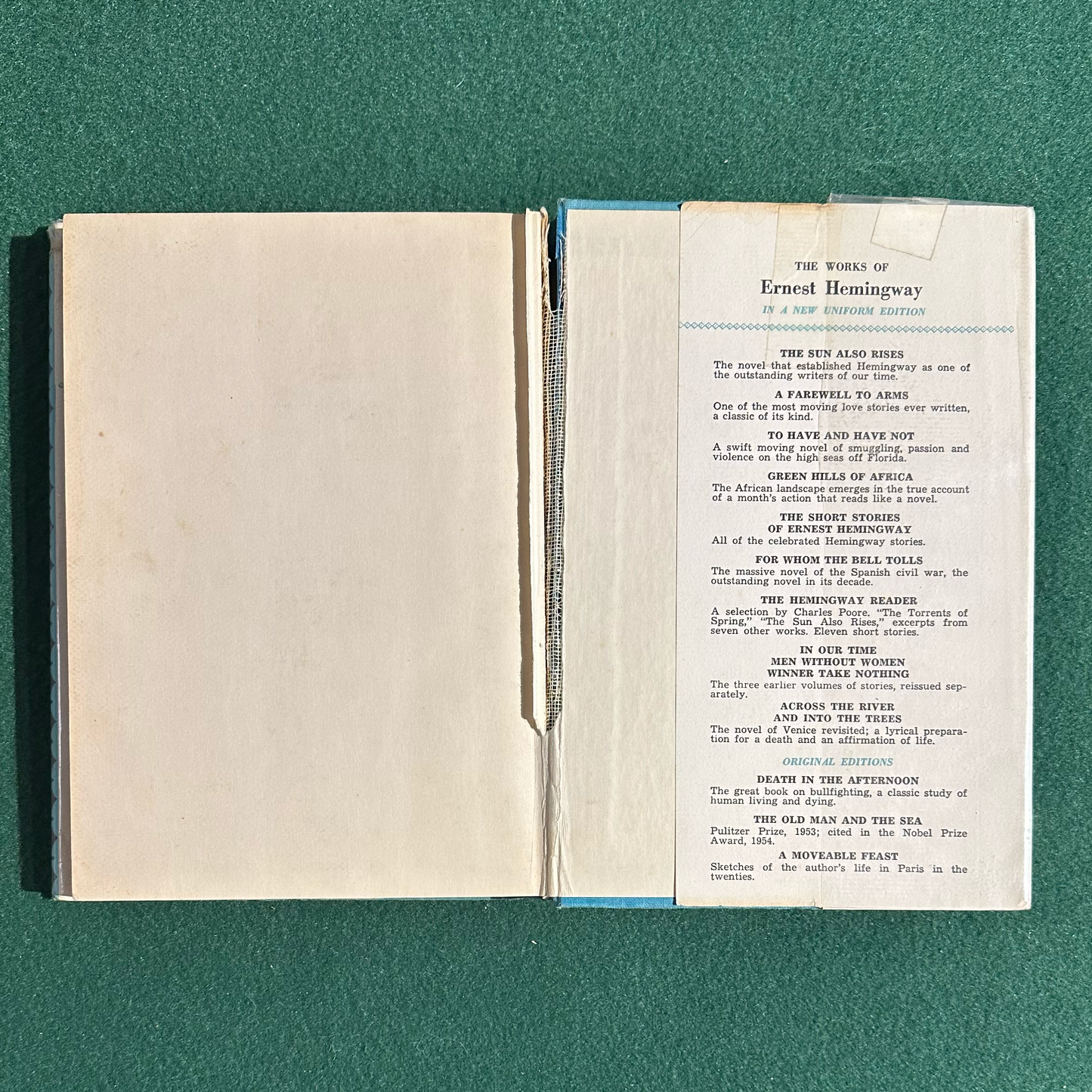 Vintage Fiction Hardback: Ernest Hemingway - To Have and Have Not