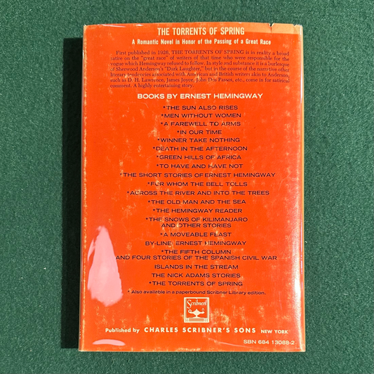 Vintage Fiction Hardback: Ernest Hemingway - The Torrents of Spring