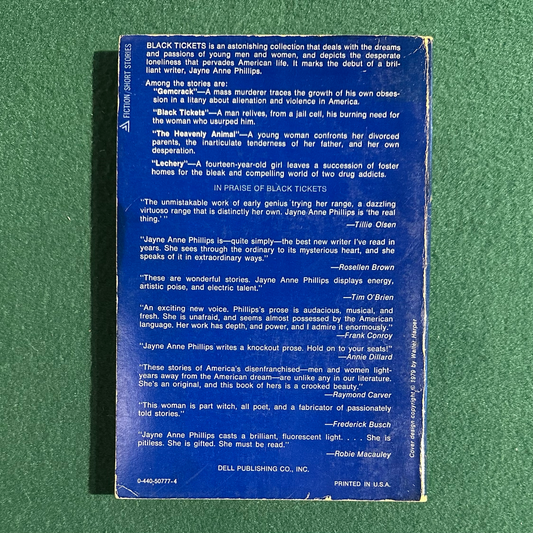 Vintage Fiction Paperback: Jane Anne Phillips - Black Tickets FIRST PRINTING