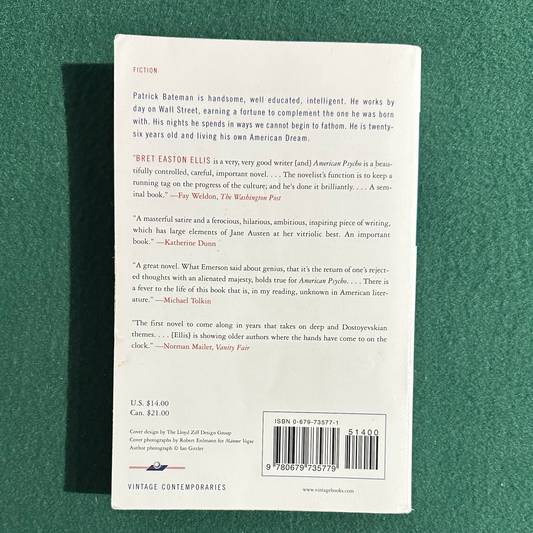 Vintage Fiction Paperback: Bret Easton Ellis - American Psycho FIRST PRINTING