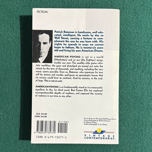 Vintage Fiction Paperback: Bret Easton Ellis - American Psycho SECOND PRINTING