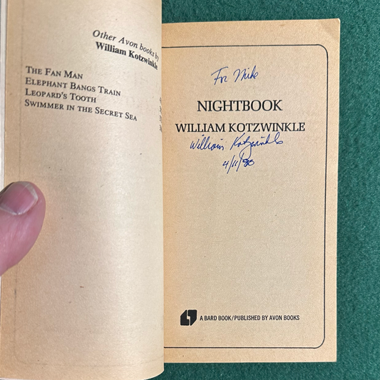 Vintage Fiction Paperback: William Kotzwinkle - Nightbook SIGNED FIRST PRINTING