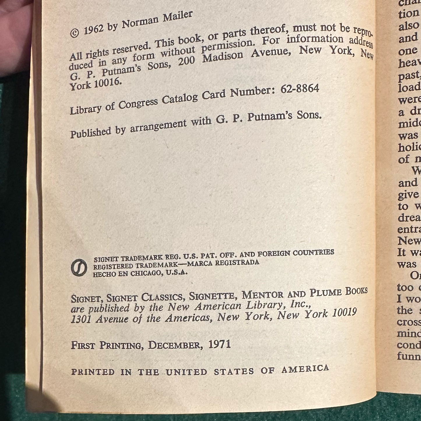 Vintage Fiction Paperback: Norman Mailer - Deaths for the Ladies (and other disasters) FIRST PRINTING