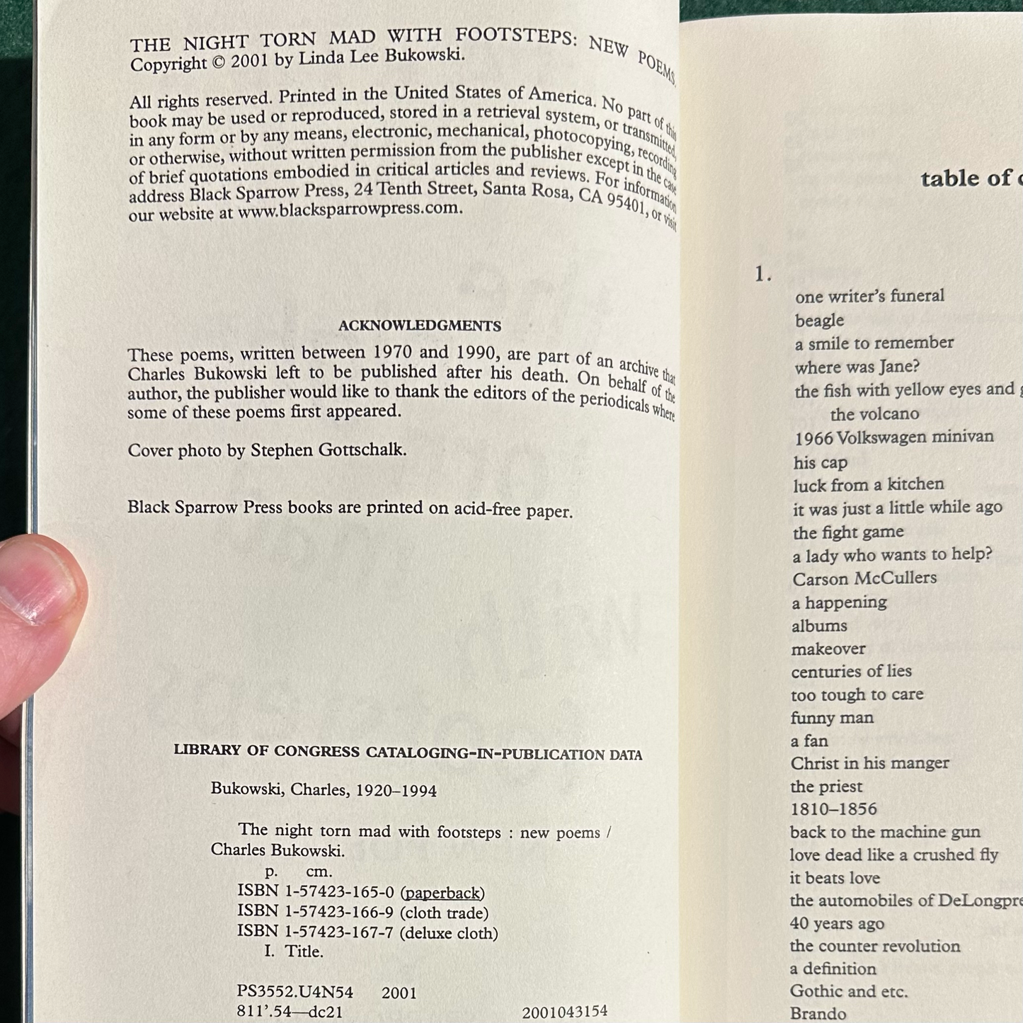 Vintage Poetry Paperback: Charles Bukowski - The Night Torn Mad With Footsteps FIRST PRINTING