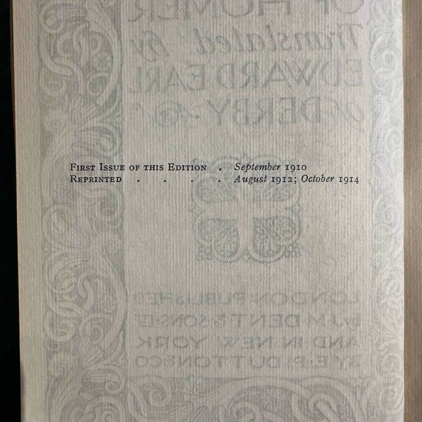 Vintage Fiction Hardback: The Iliad of Homer, Translated by Edward Earl of Derby 1914 3RD PRINTING