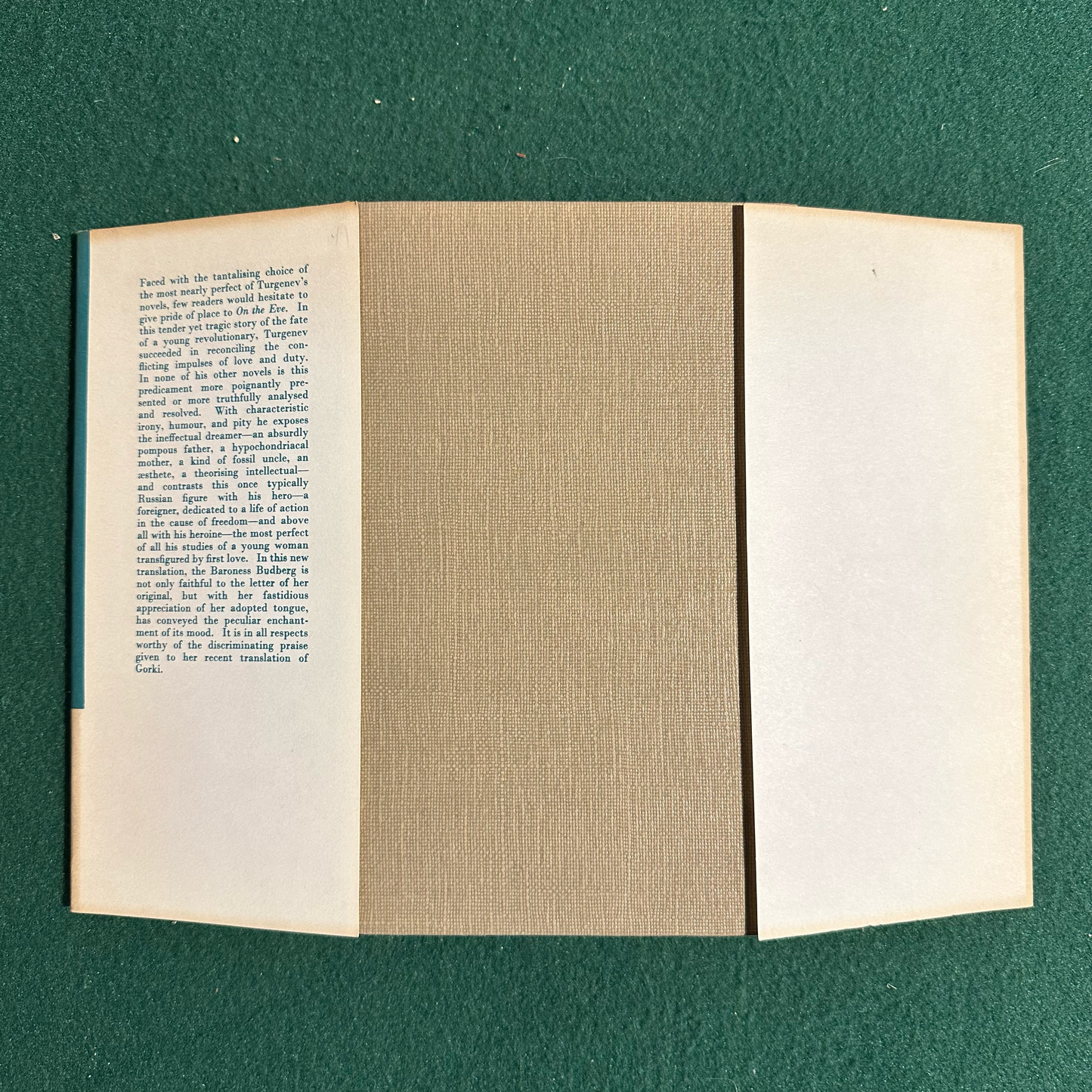 Vintage Fiction Hardback: Ivan Turgenev - On The Eve FIRST EDITION