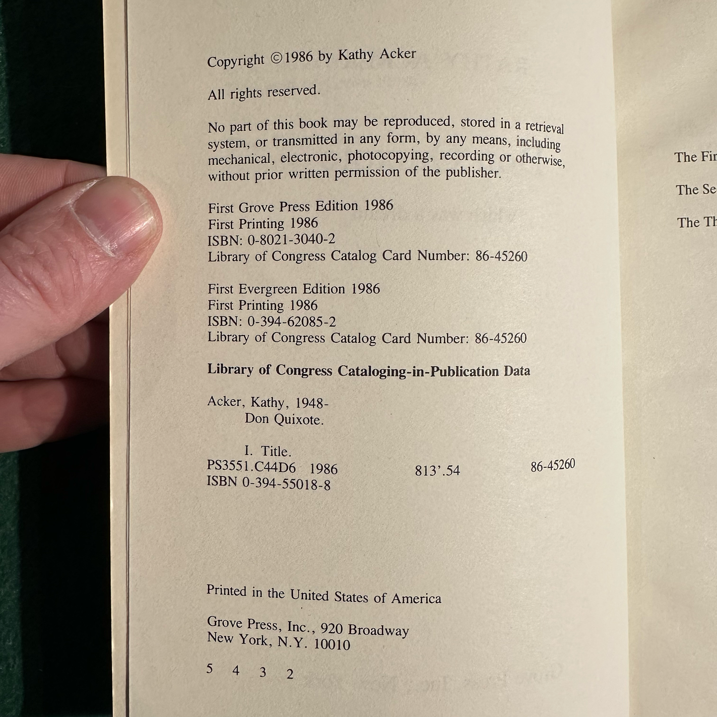 Vintage Fiction Paperback: Kathy Acker - Don Quixote SECOND PRINTING