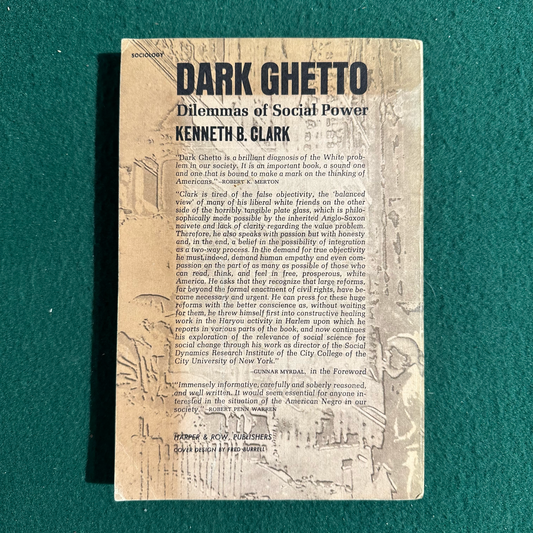 Vintage Non-Fiction Paperback: Kenneth B Clark - Dark Ghetto: Dilemmas of Social Power FIRST PRINTING