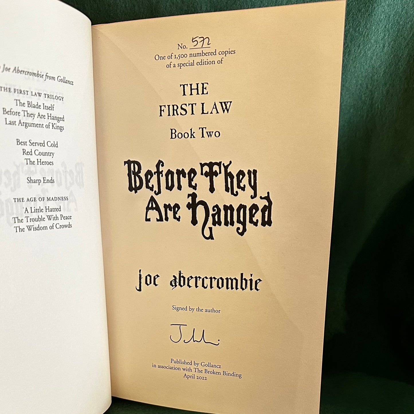 Fantasy Hardbacks: Joe Abercrombie - The First Law and Great Leveller trilogy - Broken Binding SIGNED FIRST EDITIONS
