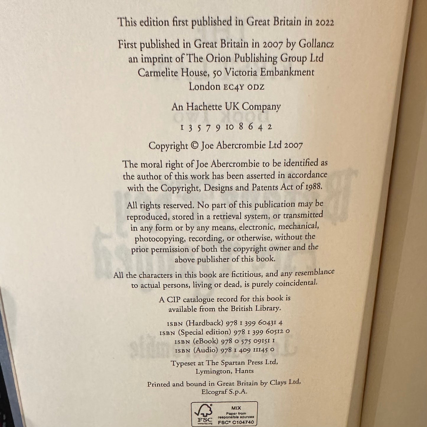 Fantasy Hardbacks: Joe Abercrombie - The First Law and Great Leveller trilogy - Broken Binding SIGNED FIRST EDITIONS