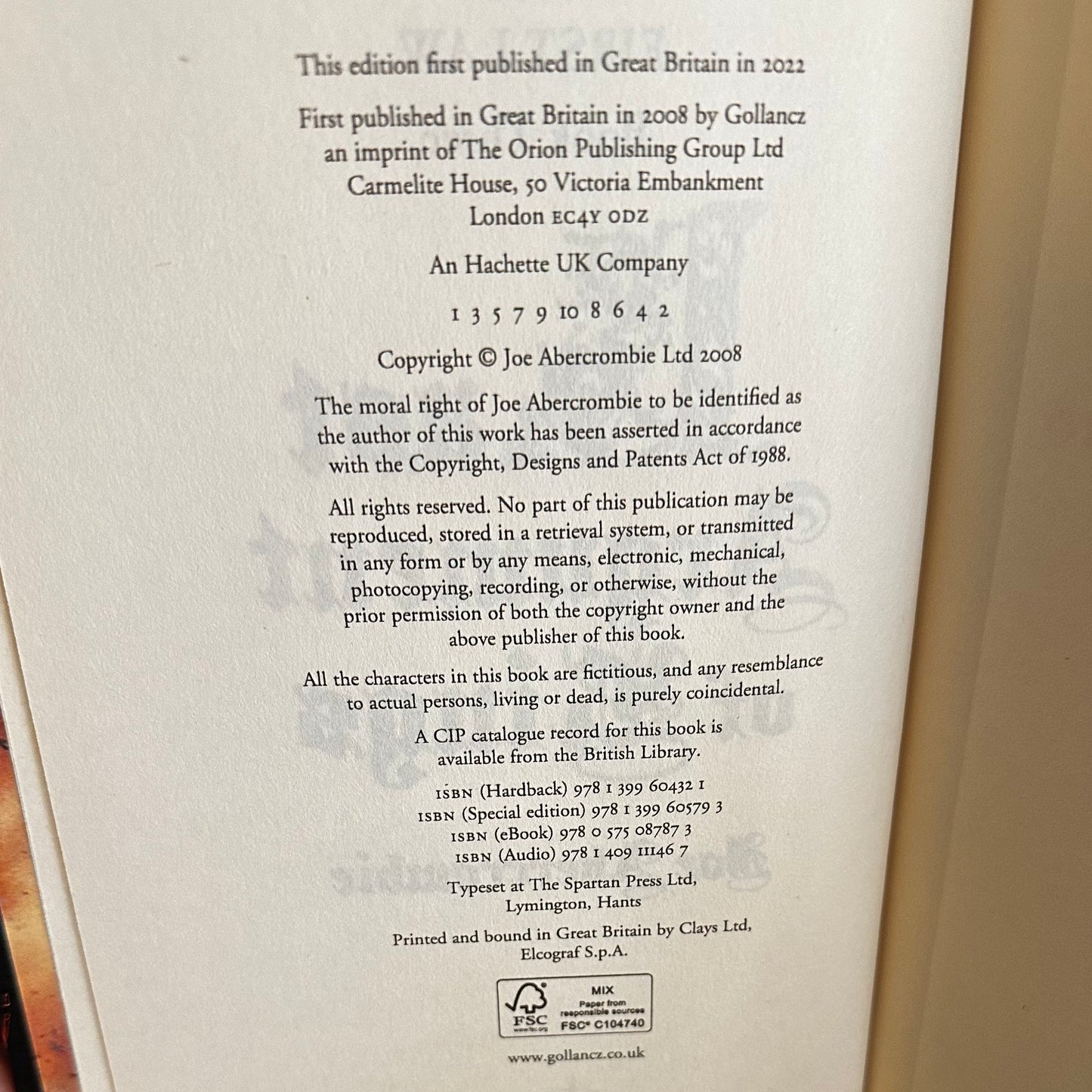 Fantasy Hardbacks: Joe Abercrombie - The First Law and Great Leveller trilogy - Broken Binding SIGNED FIRST EDITIONS