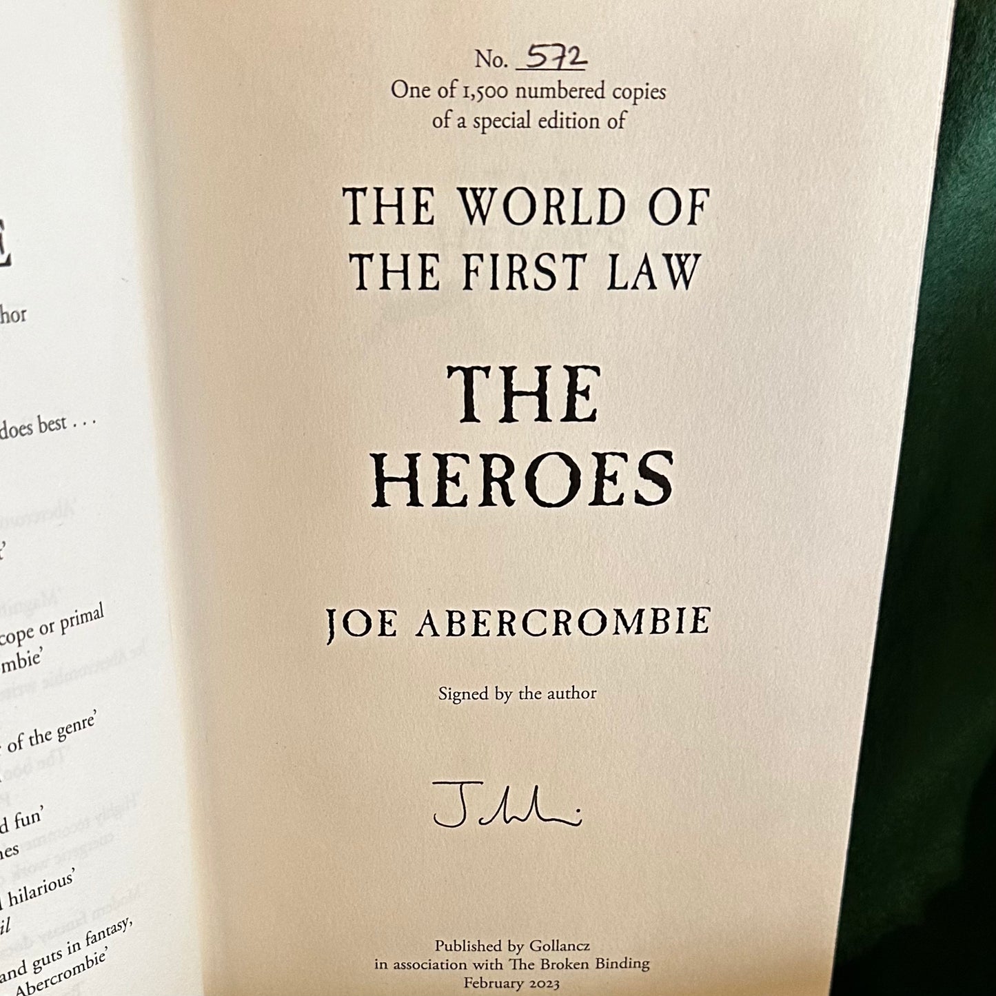 Fantasy Hardbacks: Joe Abercrombie - The First Law and Great Leveller trilogy - Broken Binding SIGNED FIRST EDITIONS