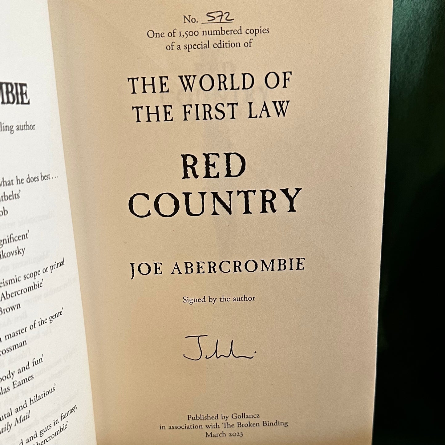 Fantasy Hardbacks: Joe Abercrombie - The First Law and Great Leveller trilogy - Broken Binding SIGNED FIRST EDITIONS
