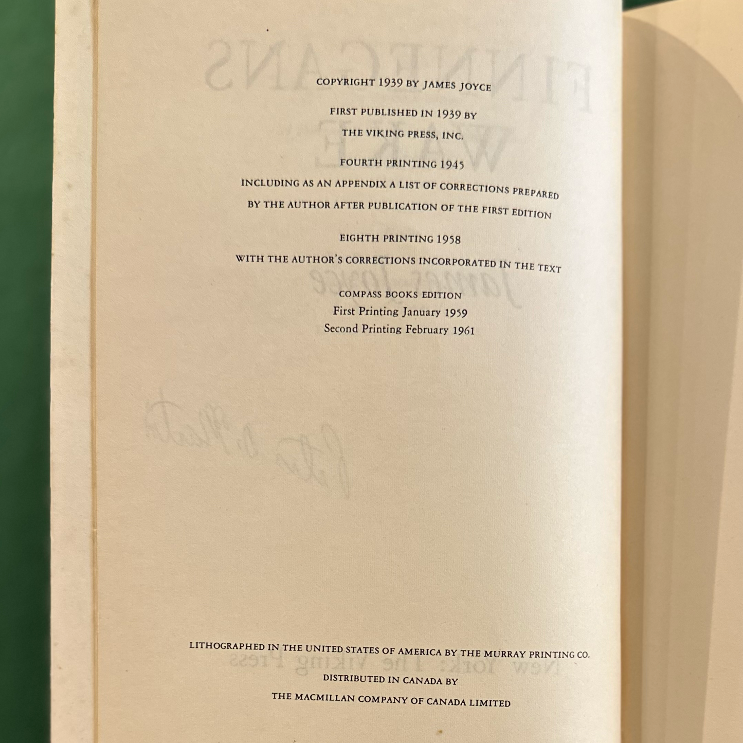 Vintage Fiction Paperback: James Joyce - Finnegans Wake SECOND PRINTING