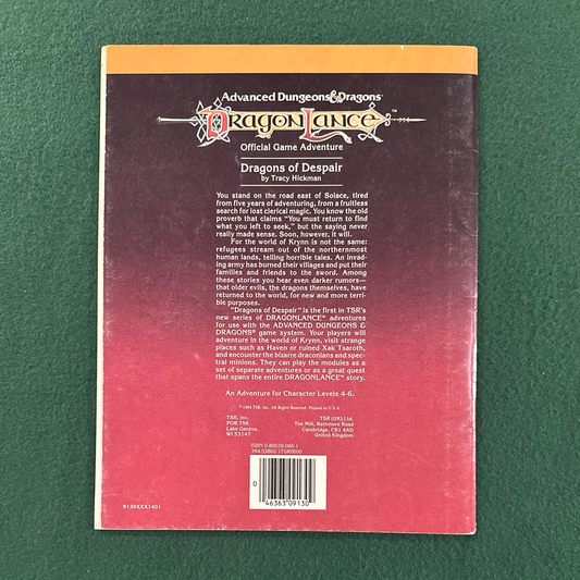 Vintage Dungeons & Dragons Game Book: Tracy Hickman, Dragonlance - Dragons of Despair