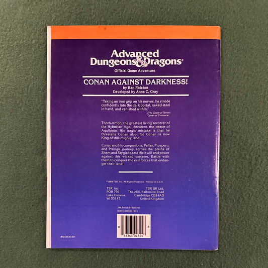 Vintage Dungeons & Dragons Game Book: Ken Rolston - Conan Against Darkness