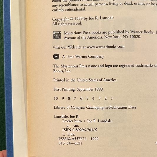 Vintage Fiction Hardback: Joe R Lansdale - Freezer Burn FIRST EDITION/PRINTING