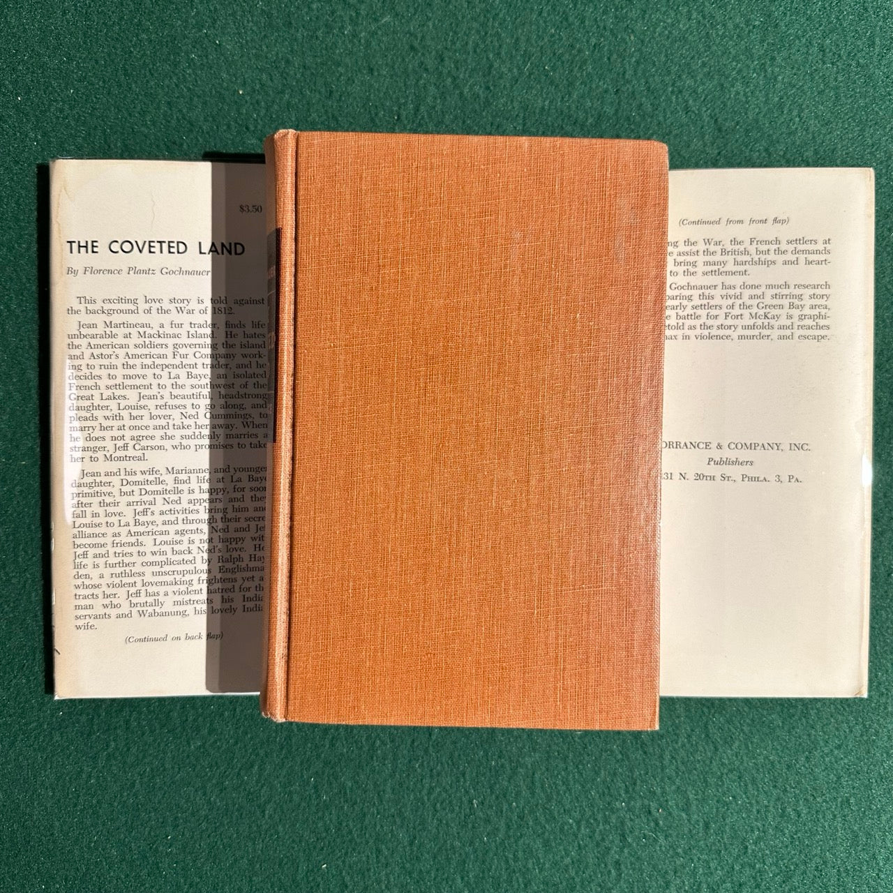 Vintage Fiction Hardback: Florence Plantz Gochnauer - The Coveted Land FIRST EDITION