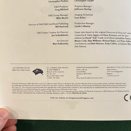 Dungeons and Dragons Paperback: Monster Vault - Threats to the Nentir Vale BOOK ONLY