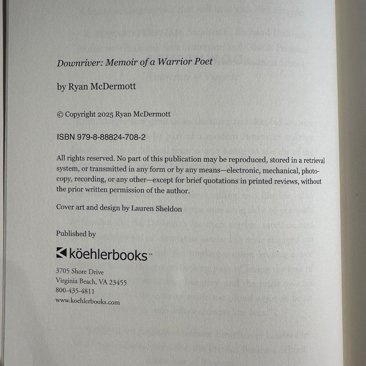 Biography Hardback: Ryan McDermott - Downriver
