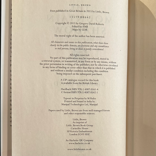 Fiction Hardback: Gregory David Roberts - The Mountain Shadow FIRST EDITION/PRINTING