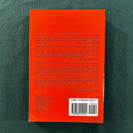 Vintage Fiction Paperback: Cormac McCarthy - Blood Meridian, or The Evening Redness in the West SECOND PRINTING