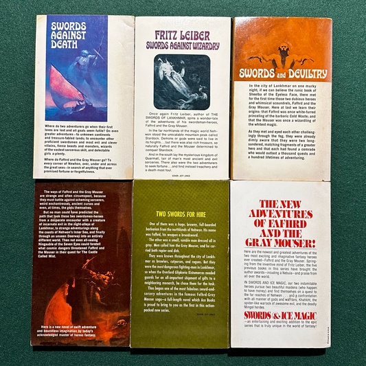 Vintage Fantasy Paperbacks: Fritz Leiber - The Books of Lankhmar: Swords Against Death, Swords Against Wizardry, Swords Against Deviltry, Swords in the Mist, The Swords of Lankhmar, Swords and Ice Magic SIGNED