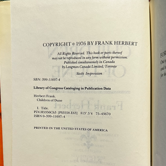 Vintage Sci-fi Hardback: Frank Herbert - Children of Dune