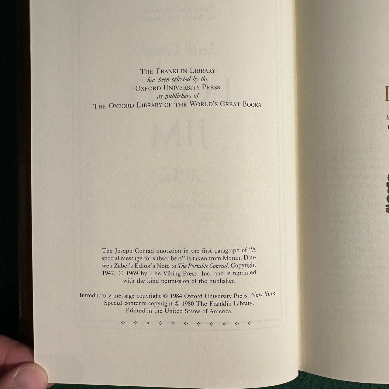 Vintage Fiction Hardback: Joseph Conrad - Lord Jim