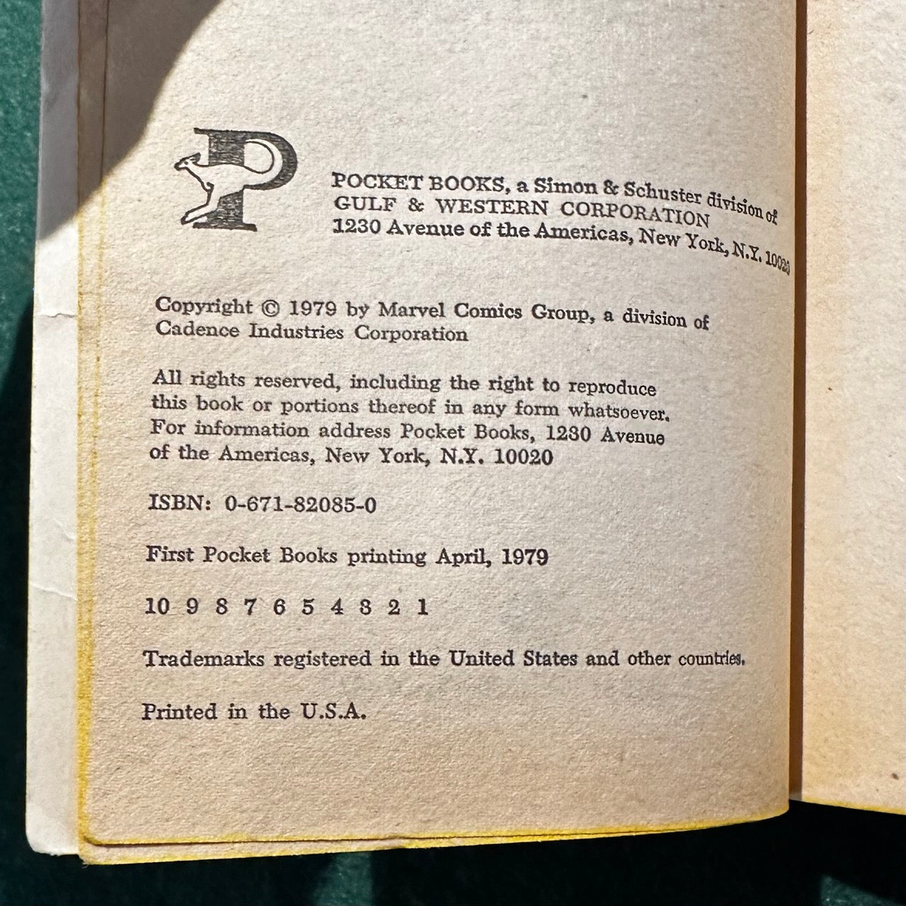 Vintage Marvel Novel Paperback: Stan Lee Presents The Incredible Hulk: Cry of the Beast FIRST PRINTING
