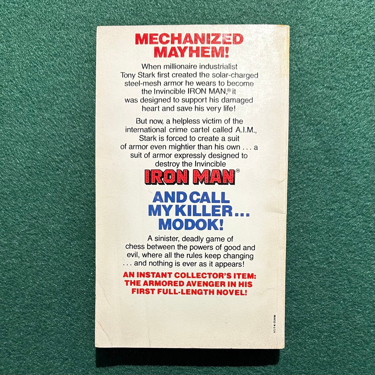 Vintage Marvel Novel Paperback: Stan Lee Presents Iron Man: And Call My Killer...MODOK! FIRST PRINTING