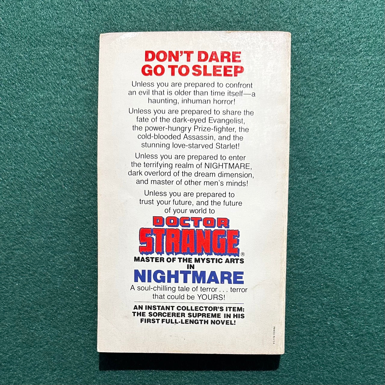 Vintage Marvel Novel Paperback: Stan Lee Presents Doctor Strange: Nightmare FIRST PRINTING